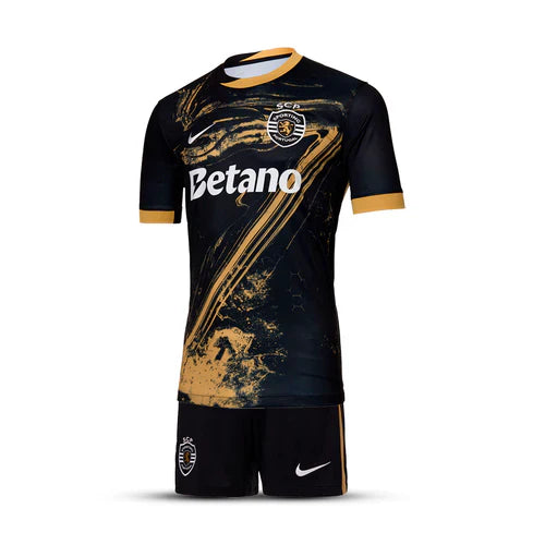 Conjunto infantil terceiro equipamento 2024/25 - preto e dourado