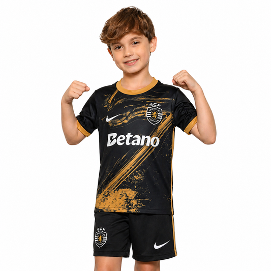 Conjunto infantil  terceiro equipamento 2024/25 - preto e dourado