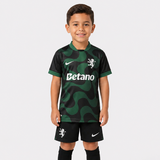 Conjunto Infantil Alternativo Preto 2025/26 - Leões
