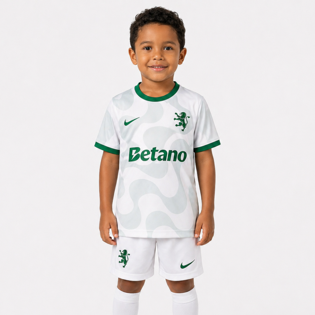 Conjunto Infantil Alternativo Branco 2025/26 - Leões