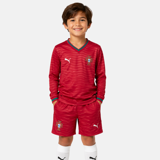 Conjunto Infantil Manga Longa Principal Portugal - Copa do Mundo 2026